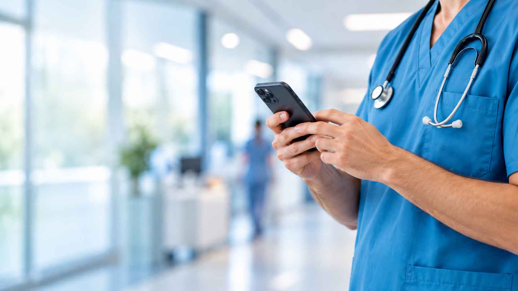 Doctor holding a phone